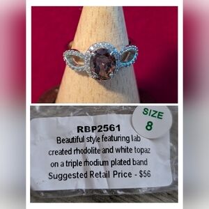 Silver Ring with Purple Stone and White Accents